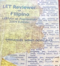 Image of LET Reviewer sa Filipino, Lektyur at Pagsasanay